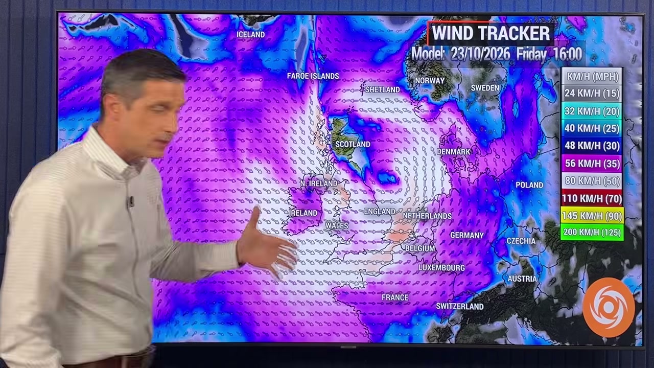 Wind Tracker forecast map of UK and Europe