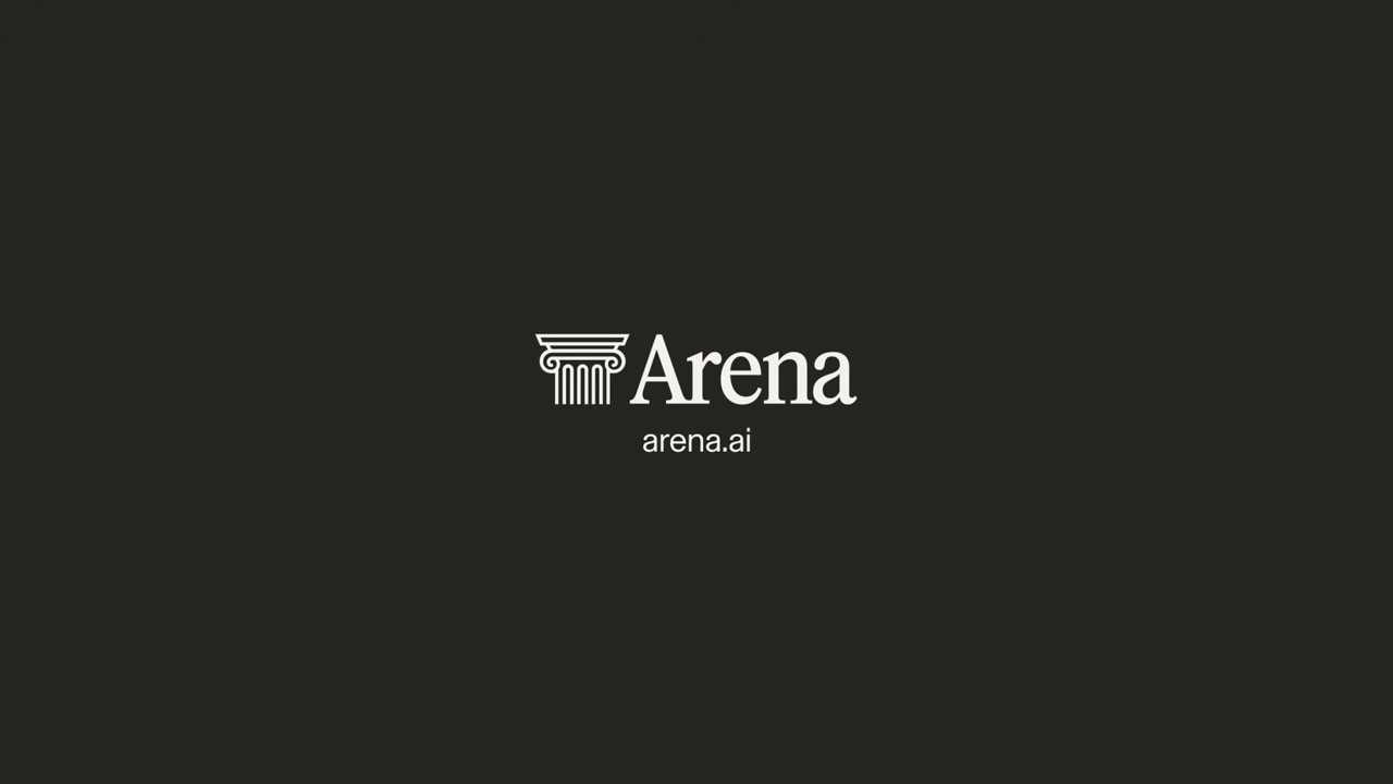 Arena logo with arena.ai URL on dark background