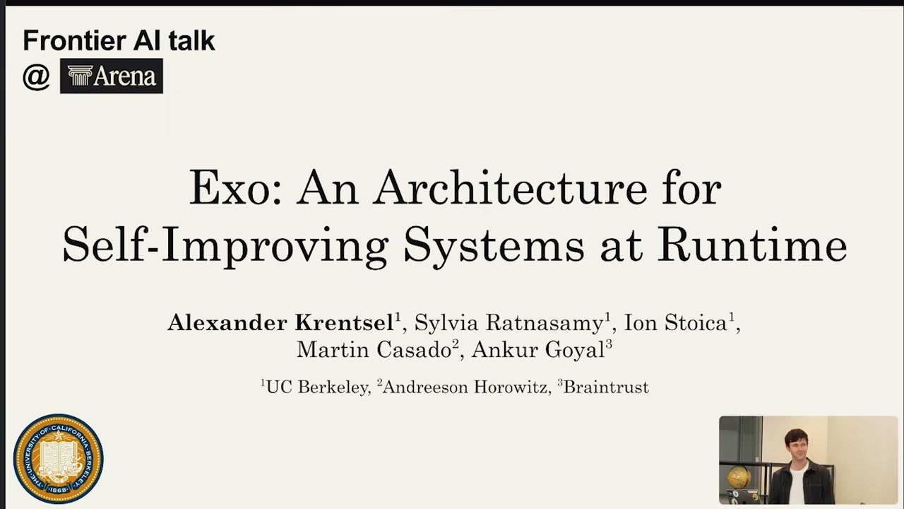 Title slide: Exo, architecture for self-improving systems at runtime