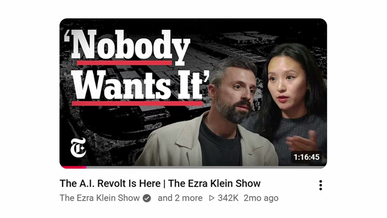 YouTube thumbnail: The A.I. Revolt Is Here, Ezra Klein Show